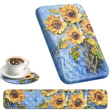 3 In 1 Ergonomic Wrist Rest Pad Computer Keyboard Mouse Large Sunflower