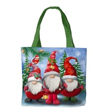 Briarwood Lane Christmas Winter Gnomes Canvas Tote Bag 15" x 14" x 7"