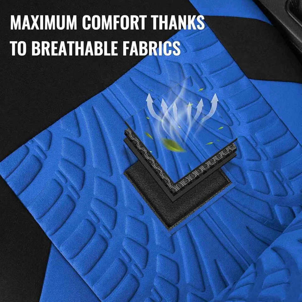 Auto Car Seat Covers Set Polyester Cloth 2-Seats Front Protector Universal Blue Foto 3 de 4