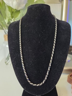 Schwarz und 925 Sterlingsilber verdrehter Stein 18 Zoll Kette und 6 1/2 Zoll Armband