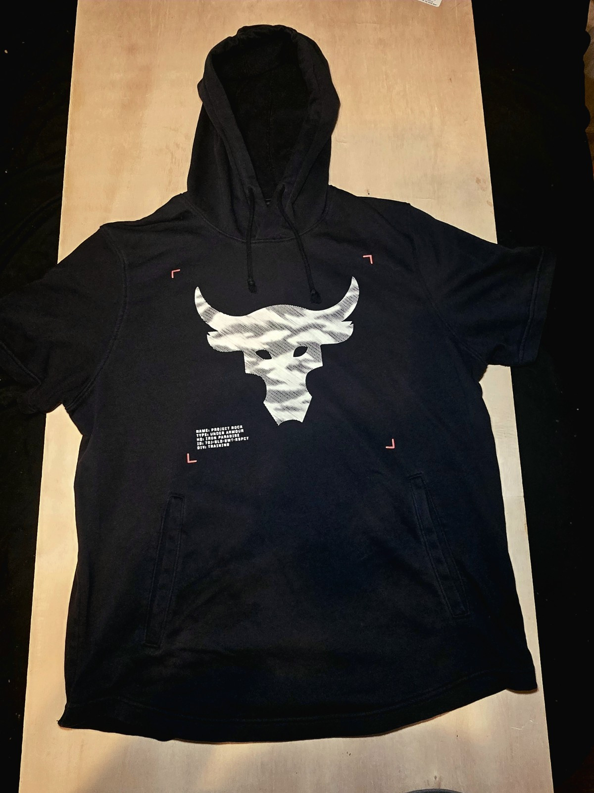 Under Armour Project Rock Charged Cotton Black Mens Hoodie Size LG