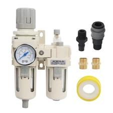 3/8" NPT Compressed Air Filter Regulator Lubricator Water/Oil Trap Separator
