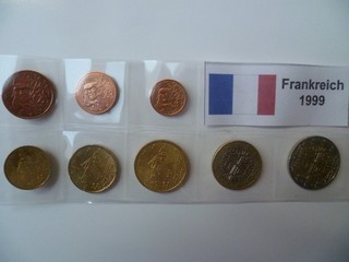 KMS Frankreich 1999 1 Cent bis 2 Euro