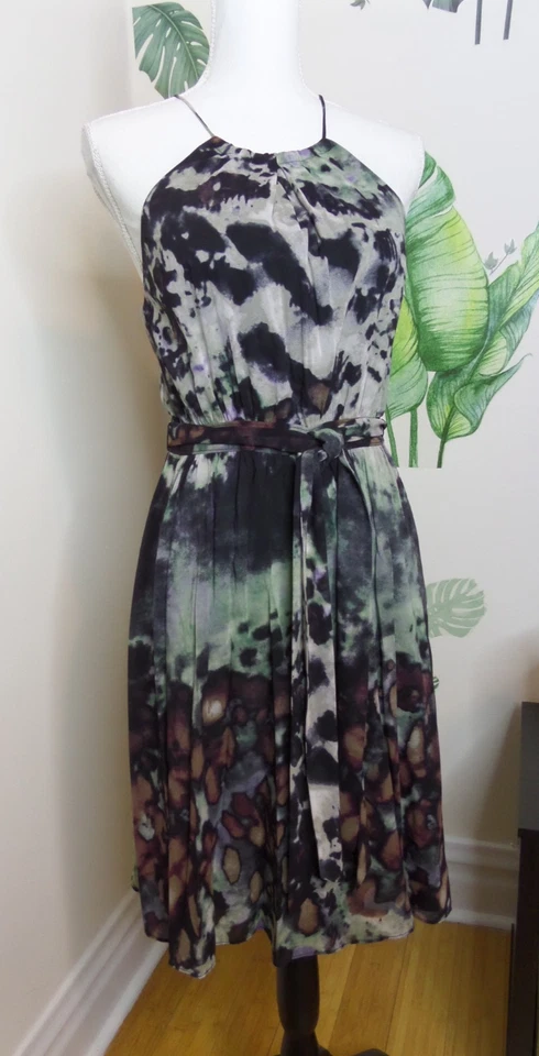 Vestido Andrew Marc Sin Mangas Cuello Alto Forrado Mezcla Seda Pintura Acuarela Talla 6 Foto 2 de 4