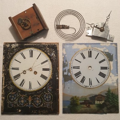 Antique Black Forest CLOCK WATCH Glass Dial Spare Parts Decorative Fragment Lot