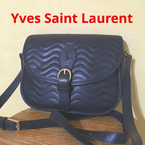 YVES SAINT LAURENT Ysl Dark Blue Vintage Leather Shoulder Bag Women's Bags – Pop