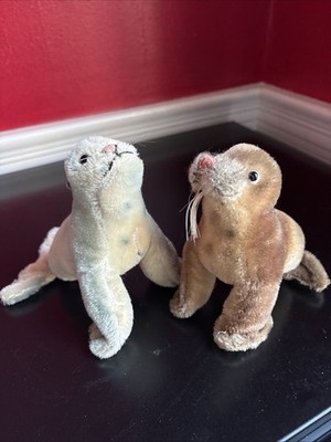 Steiff Walrus And Seal, No ID, Mohair, About 5 , TLC