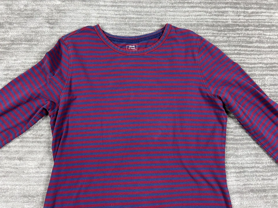 Le Tigre Top Womens Large Purple Striped Cotton Stretch 3/4 Sleeves Knit Casual - Image 2 of 4