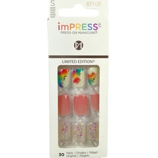 NEW Kiss Nails Impress Press On Manicure Short Gel Pink Rainbow Watercolor Pride