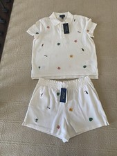 NEW NWT Polo Ralph Lauren Girls Shirt  Shorts Set Outfit White Sz 16 X-LARGE XL