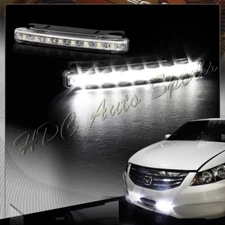 High Power Bright White 8 LED Chrome Housing Daytime Running Lights Fog Lamps