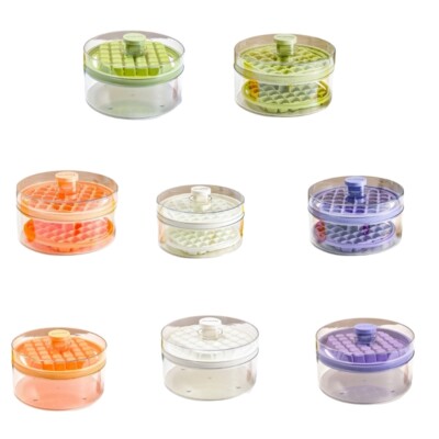 Round Ice Cube Container Easy to Demould Ice Cube Storage Box with Dustproof Lid