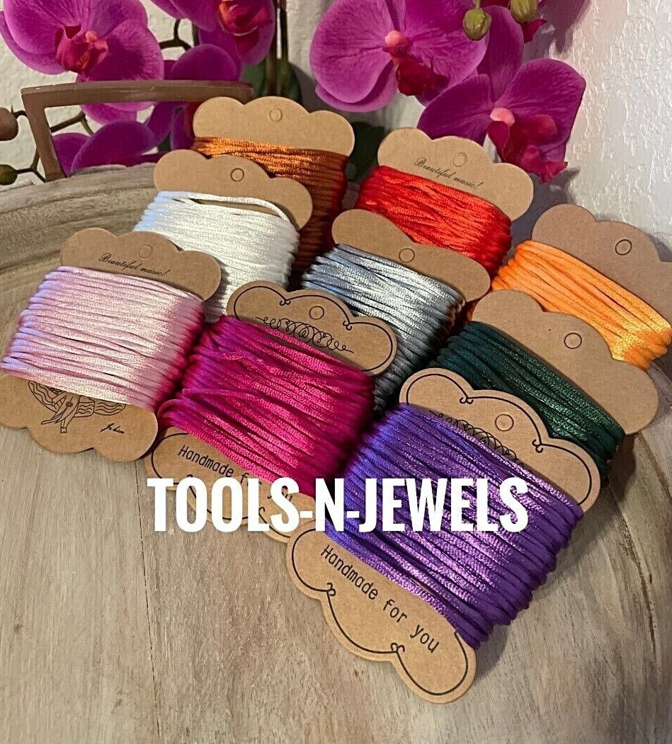 2mm Bugtail Satin Nylon Cord String Macrame Trim Valentine Jewelry Weave 50ft