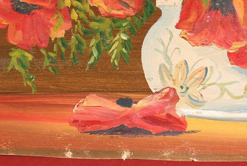 Antique original oil painting still life with vase - Picture 10 of 18