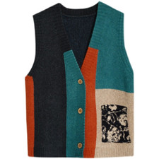 Women Knitted Cardigan Waistcoat Retro V-neck Gilet Vest Sleeveless Sweater Top