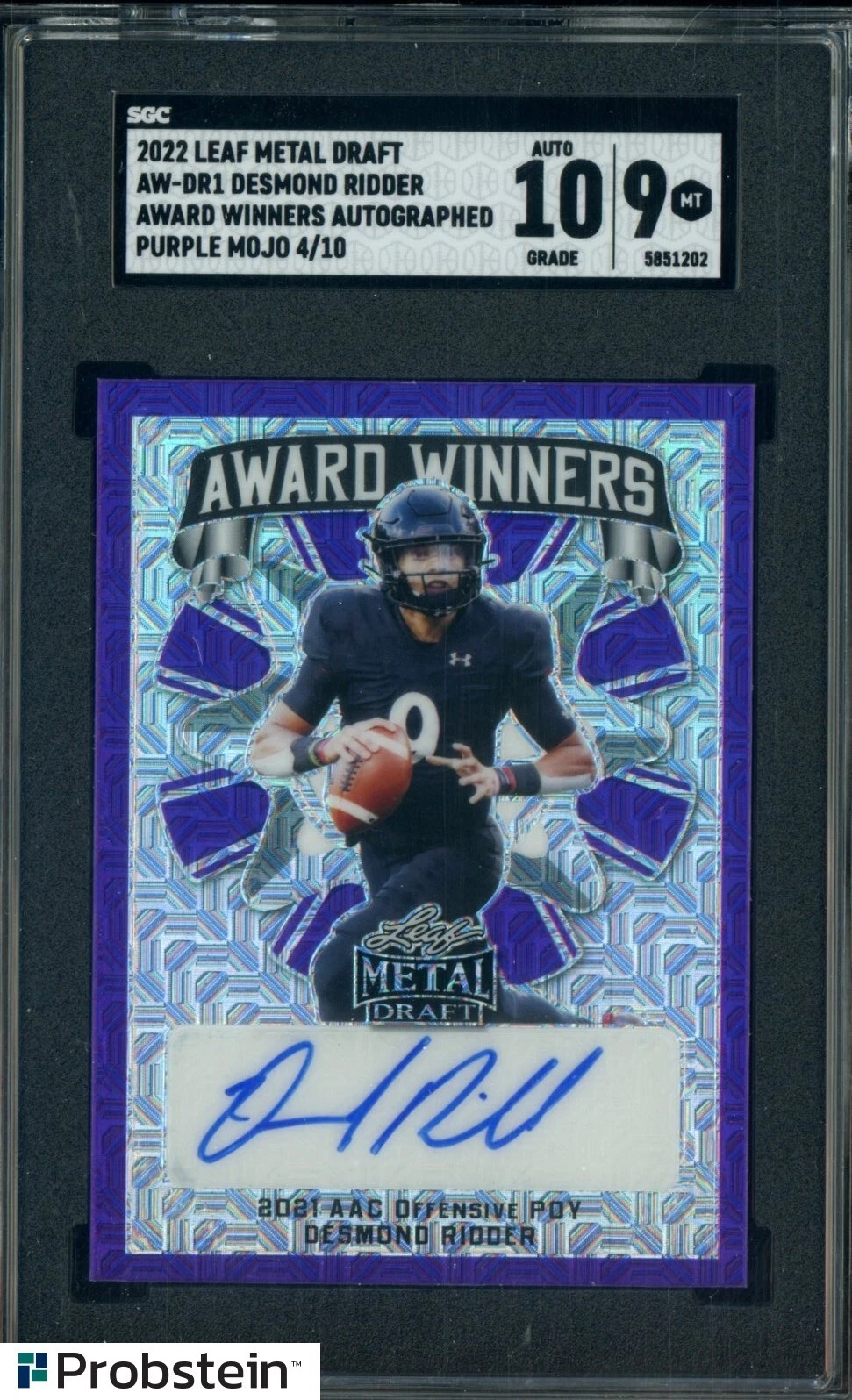 Desmond Ridder Leaf Metal Draft Award Winners Autographs #AWDR1 Zebra Mojo