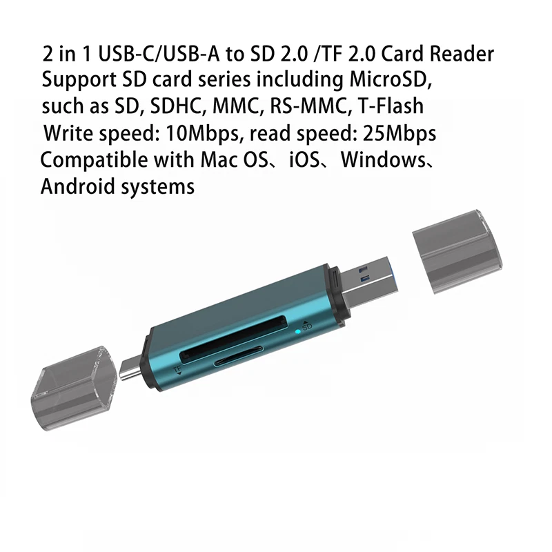 Splitter Adapter Extension Cable USB Hub USB 2in1 SD/TF Card Reader dock station