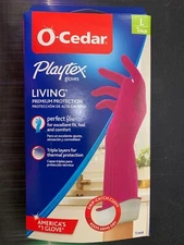 O-Cedar Playtex Living Drip-Catch Cuff Gloves 1 Pair Large Pink Purple