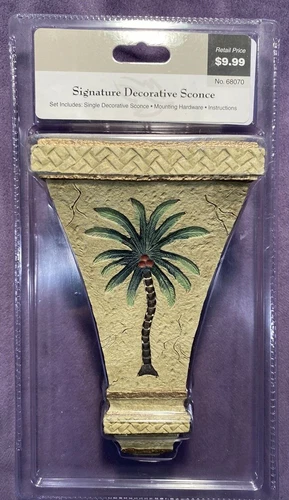 Set of 4 Signature Decorative Palm Tree Sconces Wall Mounted - Heavy w/ Hole 