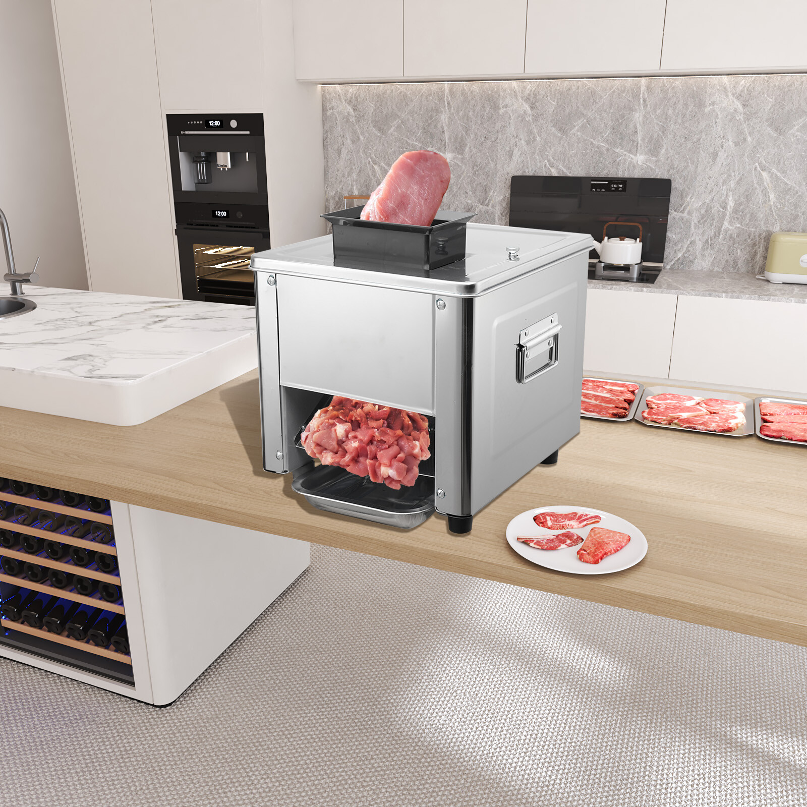 850W Meat Cutter Cutting Machine Stainless Steel for Family Commercial Use