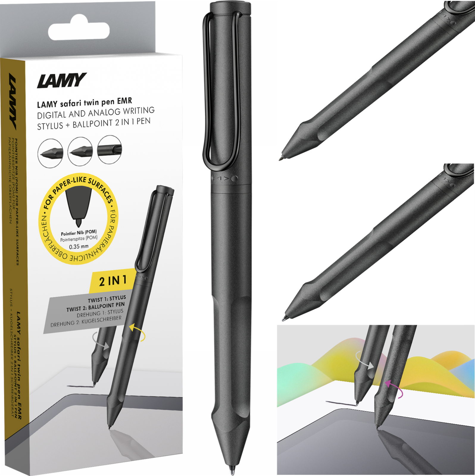 LAMY Safari EMR Twin Pen POM Tip - Digital and Analog Writing Stylus + Ballpoint