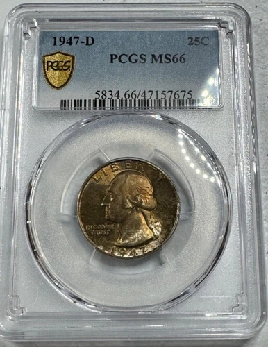 1947-D  Washington US Silver Quarter,   MS66 by PCGS,   an EXQUISITE coin!!!