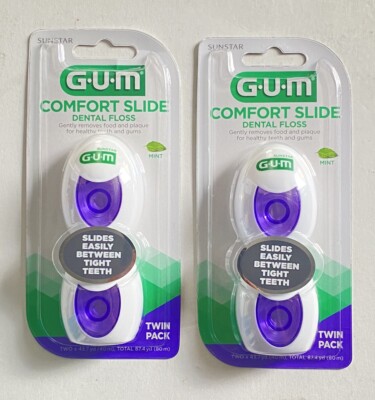 GUM Dental Floss Comfort Glide - 2 Twin Packs - 4 Total - New In Package