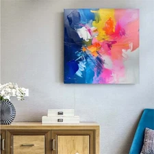 Oil Painting Canvas Flower Art Abstract Painting Red Painting Blue 24in