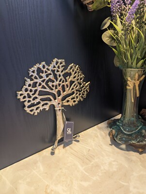 Lebensbaum Hänger Silber Optik Deko Kleiderhaken Wandmontage Haus 27 cm