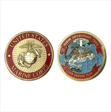 GENUINE U.S. MARINE CORPS COIN: FIRST MARINE EXPEDITIONARY FORCE - AIR GROUND TE