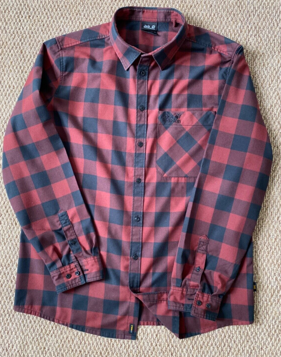 JACK WOLFSKIN LONG SLEEVE RED CHECK UV PROTECT SHIRT XL