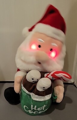 Gemmy Animated Light Up Santa Hot Cocoa Marshmallow Candy Cane