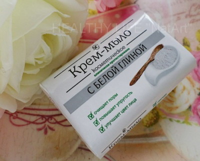 Мыло с белой глиной Seife mit weißem Ton weiße Tonseife 90g