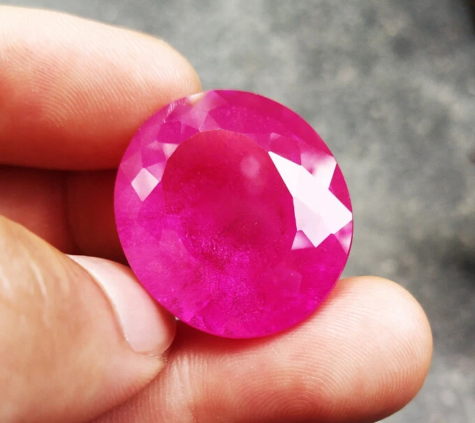 65cts. 26.5x23.5 mm. OVAL PINK RUBY RARE GEMS BIG Like REAL Gem Stone - Image 3 of 4