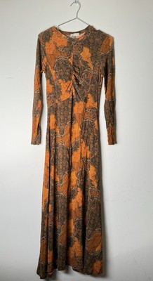 ULLA JOHNSON Amari Naia Maxi Dress Long Sleeve In Amber Size M
