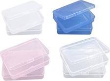 8-Pack Rectangular Plastic Storage Containers Box with Hinged Multicolored