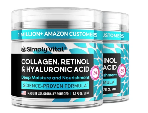 SimplyVital Collagen, Retinol & Hyaluronic Acid Cream - 1.7 Fl Oz - 2 Pack