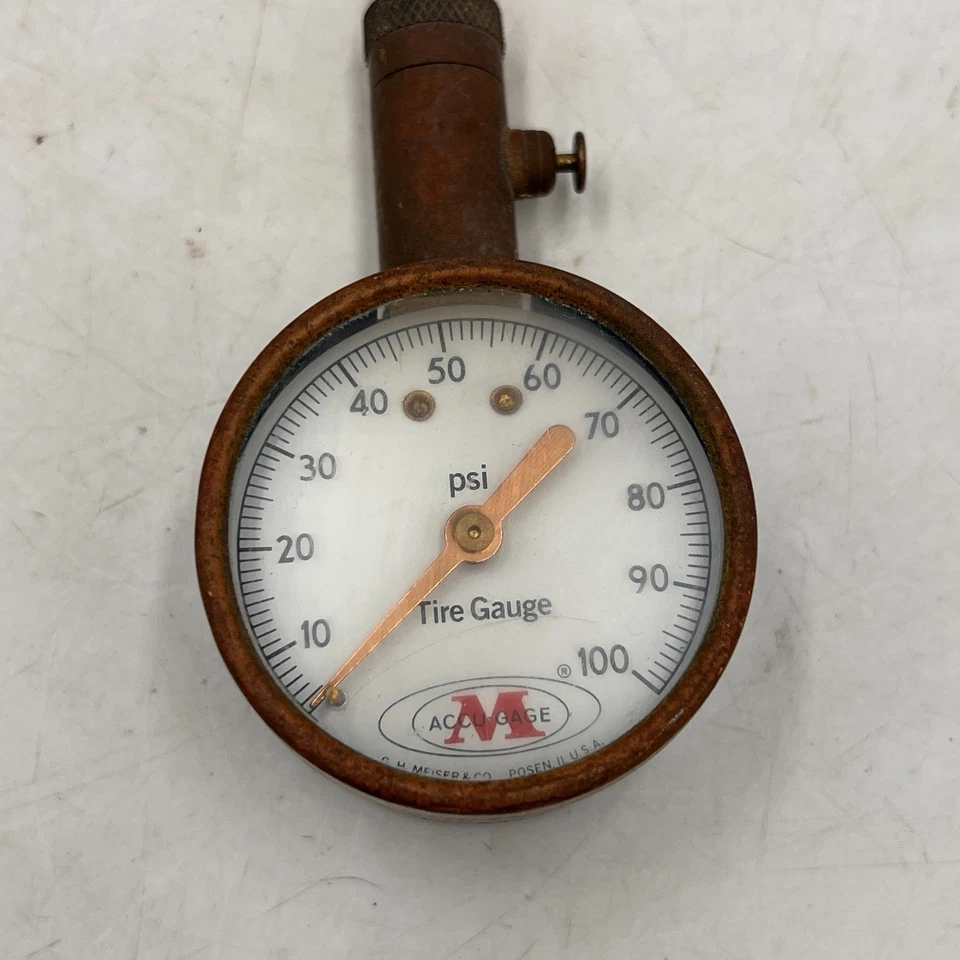 Vintage Meiser Accu-Gage Tire Gauge 0 - 100 psi Hotrod Racing - Image 2 of 4