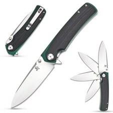 ST127 Folding Knife D2 blade G10 Handle Ball Bearings Pivot EDC Tool Knife wi...