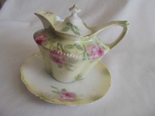 R.S. Prussia Red Mark Individual Coffee Pot With Under Plate