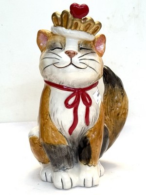 Princess Cat Figurine Ceramic Blue Sky Clayworks 8.5  T Valentine s Home Decor