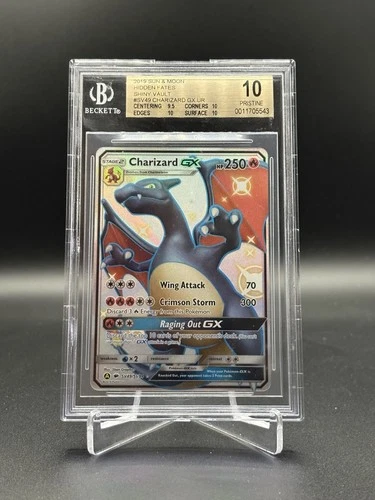 2019 POKEMON HIDDEN FATES CHARIZARD GX SV49/SV94 FULL ART SHINY BGS 10