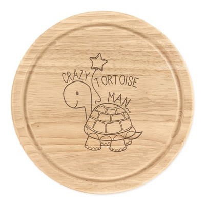 Gift Base Crazy Tortoise Man Rundes Holz Schneide- & Servierbrett 25cm