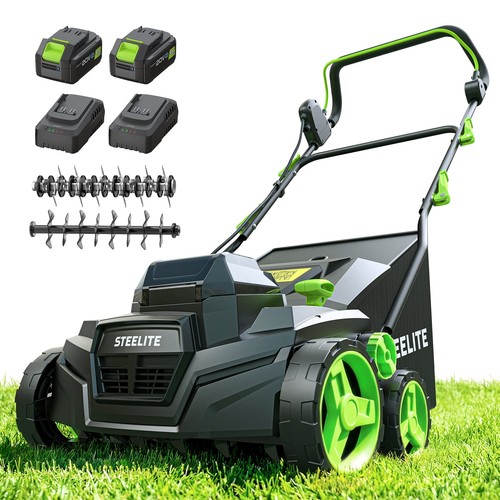 Deli STEELITE 42V 15'' Cordless Dethatcher and Scarifier with 2x4.0Ah Batteries