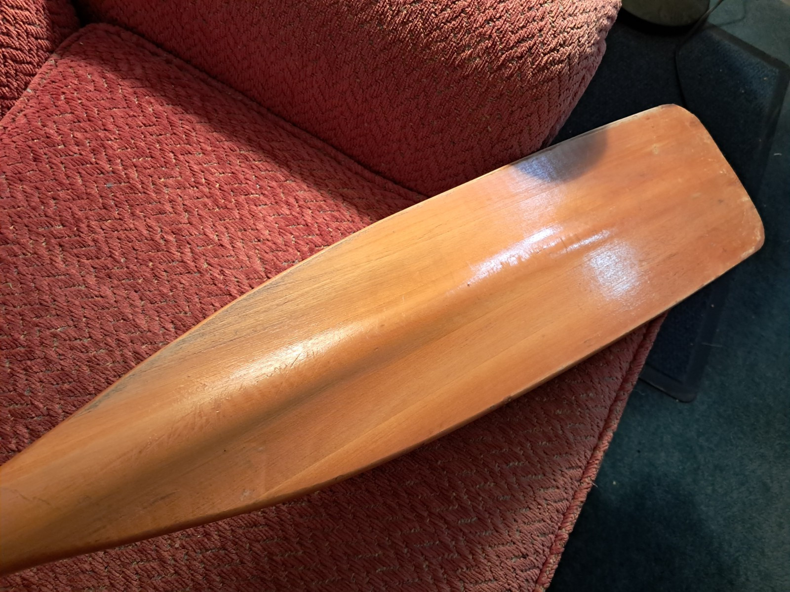 Vintage FEATHER BRAND Wooden Canoe Paddle Oar, 66 Inches Long Made in USA