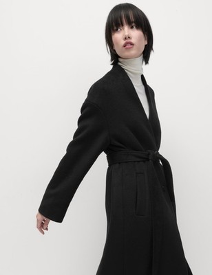 Marks & Spencer Womens Black Longline Women Coat - M&S