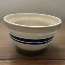 Heavy Mixing Bowl by Ohio Stoneware 1.67 Qt Dominion 8” With Blue Stripe