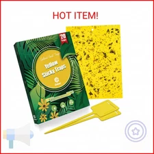 Gideal 20-Pack Dual-Sided Yellow Sticky Traps for Flying Plant Insect Such as Fu