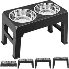 Elevated Dog Bowls 4 Height Adjustable Raised Dog Bowl with 2 Stainless Steel...