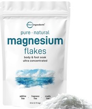 Magnesium Flakes Bulk 96 Ounce Pure Mineral Bath Soak 6lbs 1 Pack